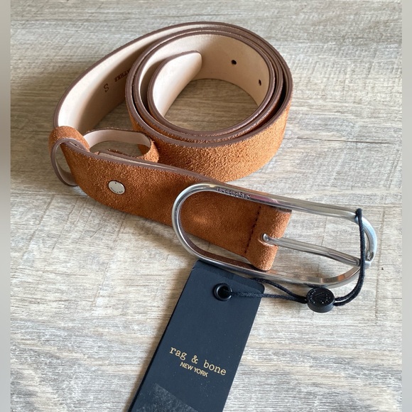 rag & bone Rounded Rebound Belt in Pecan Suede Size Small - Picture 8 of 10